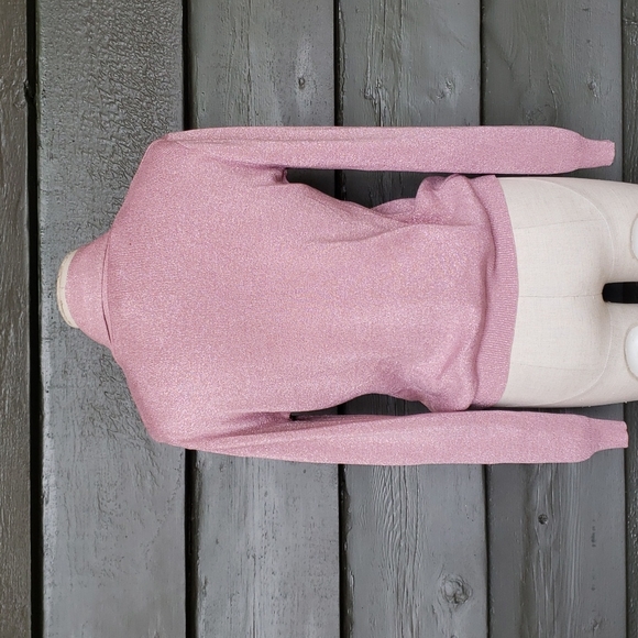 Vintage 90s Joseph A. Pink Metallic Shimmer Sweater Top sz L Women's - Picture 3 of 7